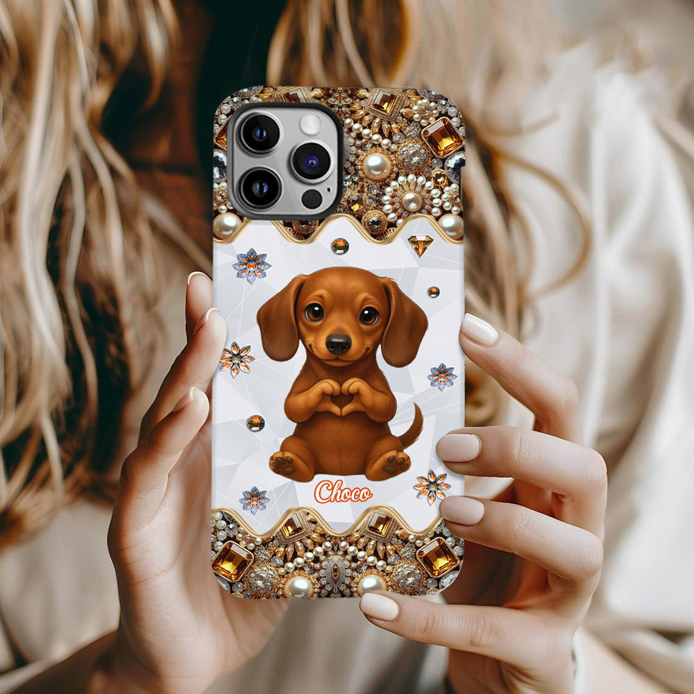Coque de téléphone personnalisée avec motif de chiot/chat faisant des cœurs avec ses mains