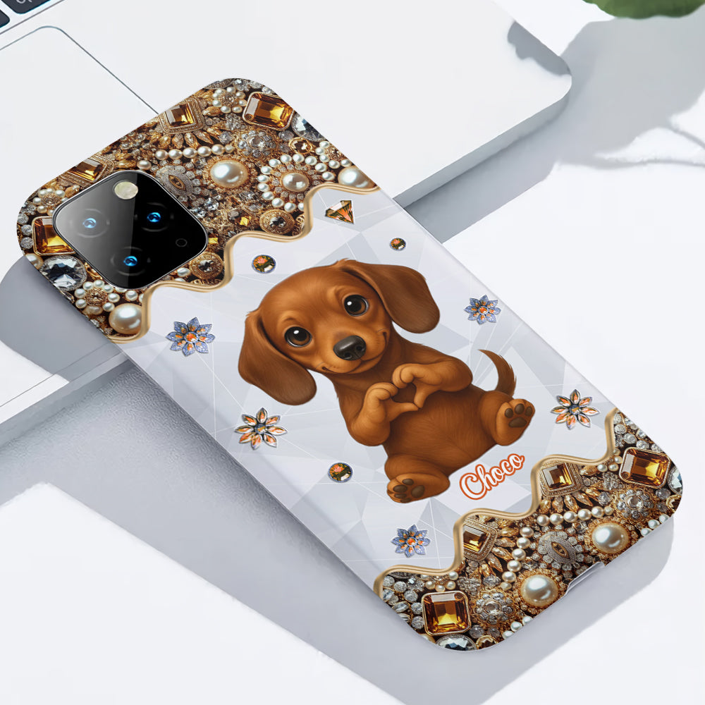 Coque de téléphone personnalisée avec motif de chiot/chat faisant des cœurs avec ses mains