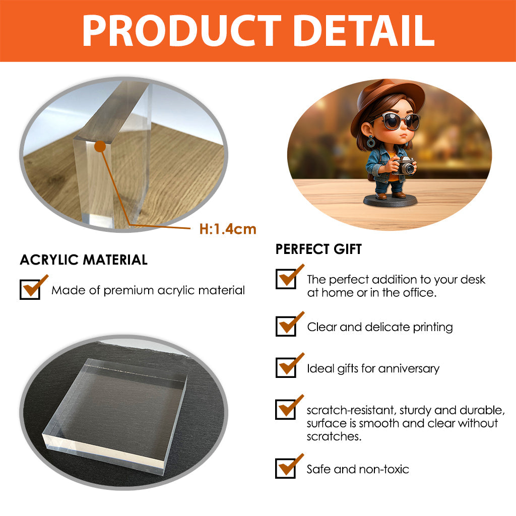 Exaggerated Proportions Cartoon Style - Personalized Travelling Custom Shaped Acrylic Plaque