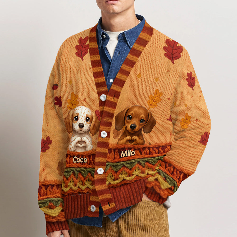 Herbstliche Katze und Hund - Personalisierter Hunde-Cardigan