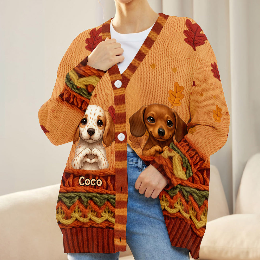 Herbstliche Katze und Hund - Personalisierter Hunde-Cardigan