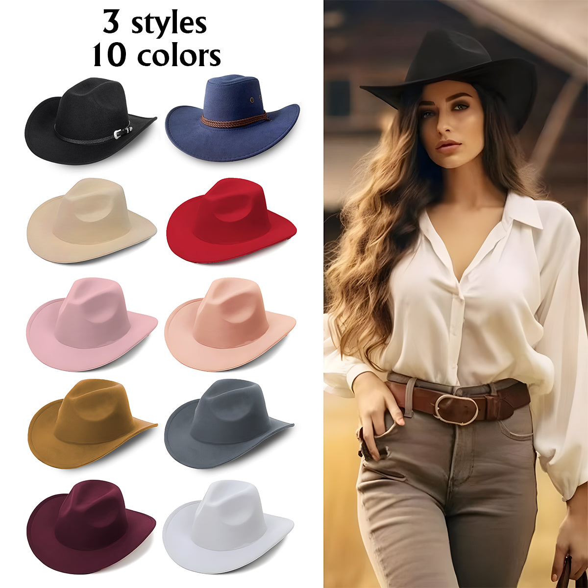 Cowgirl Boots - Personalized Cowgirl Wide Brim Cowboy Hat