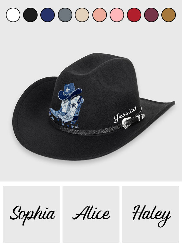 Cowgirl Boots - Personalized Cowgirl Wide Brim Cowboy Hat