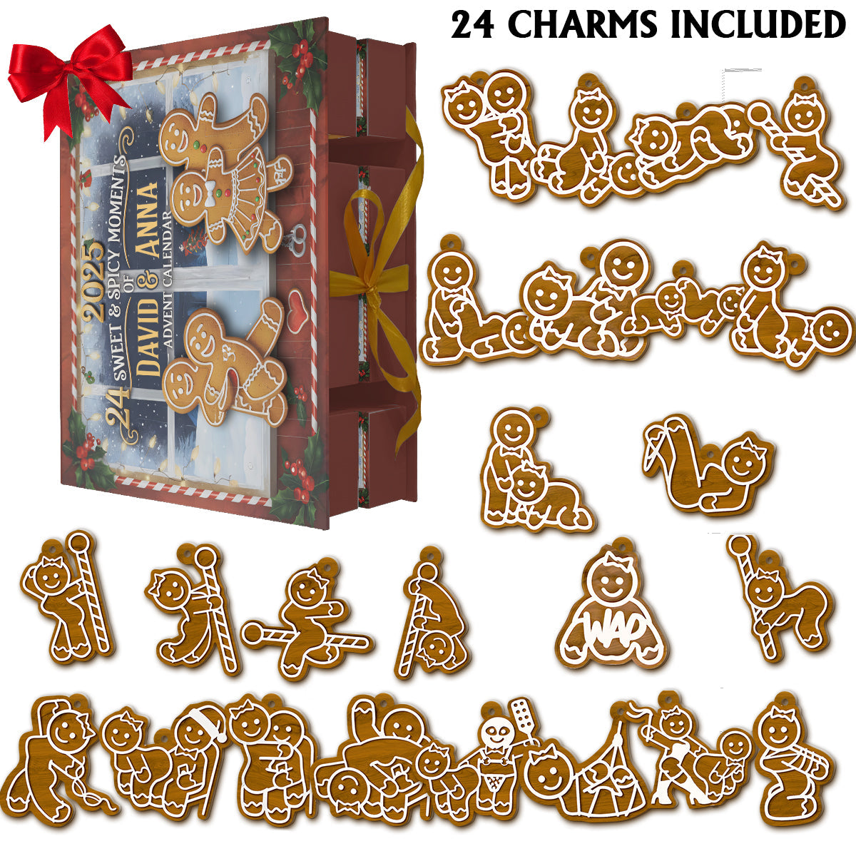 I Love You - Personalized Couple Folded Advent Calendar With Ornaments