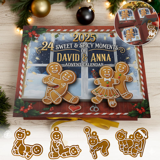 I Love You - Personalized Couple Folded Advent Calendar With Ornaments