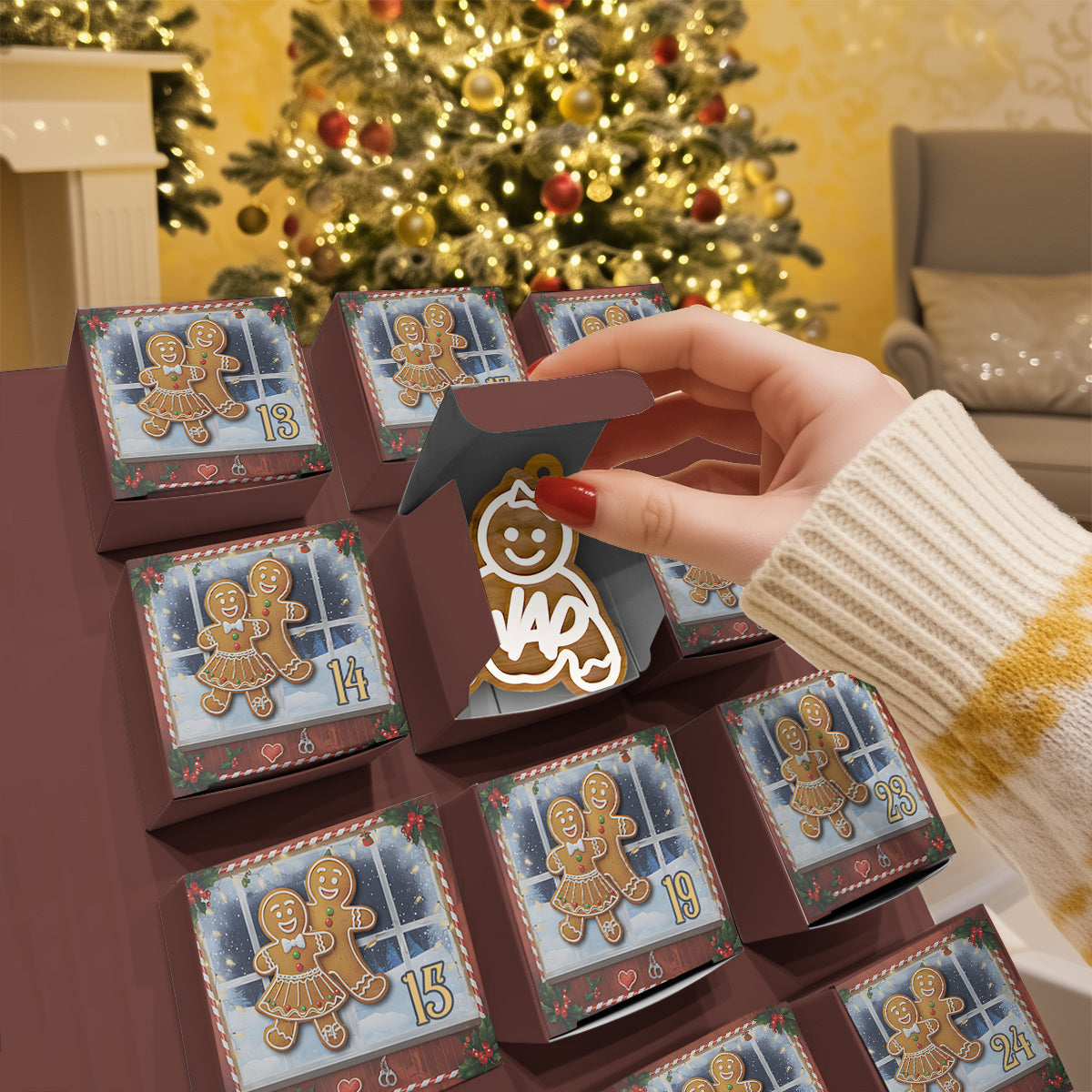 I Love You - Personalized Couple Folded Advent Calendar With Ornaments