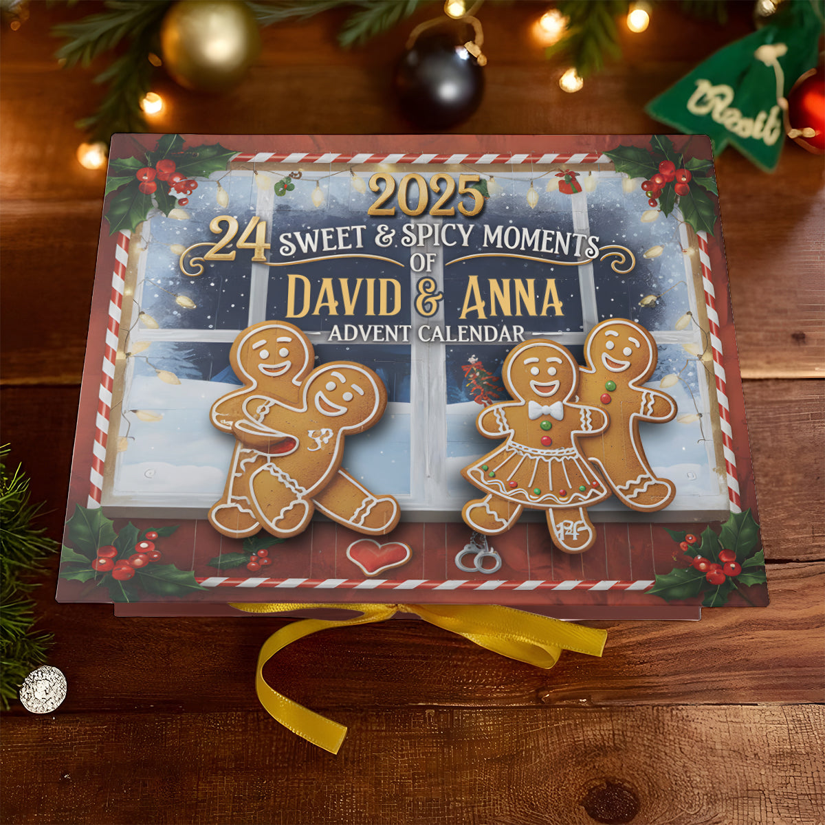 I Love You - Personalized Couple Folded Advent Calendar With Ornaments
