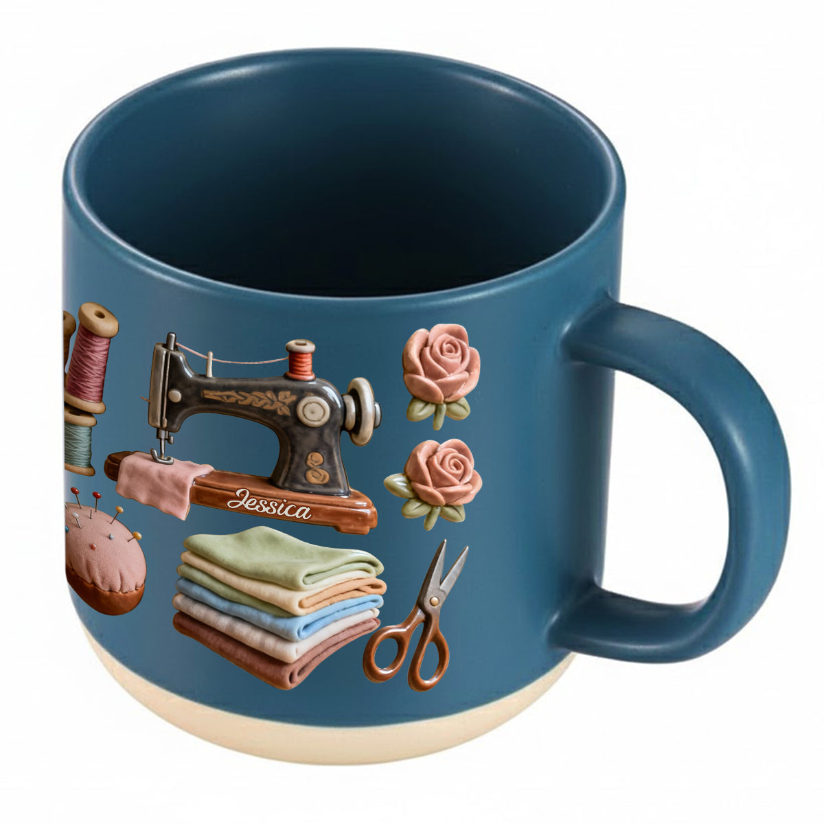 Love Sewing - Personalized Sewing Printed Pottery Mug