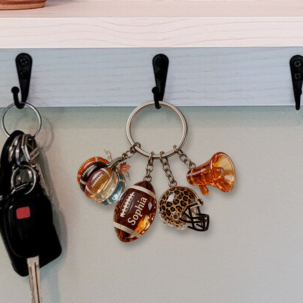 Liebe Fußball - Personalisierter Fußball Premium Schlüsselanhänger mit Charms
