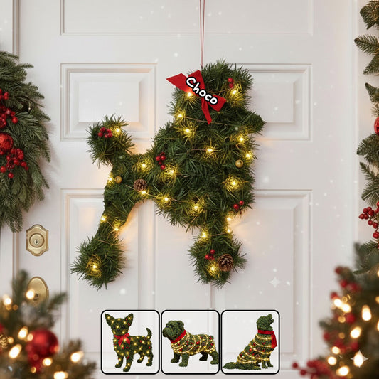 Dachshund Dog Wreath - Personalized Dog LED Light Acrylic Sign