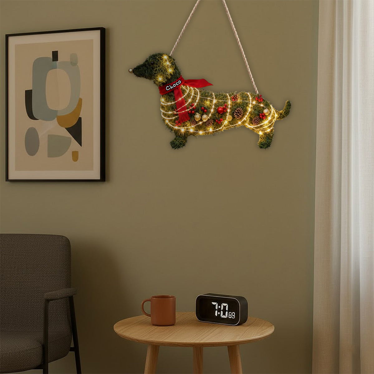 Dachshund Dog Wreath - Personalized Dog LED Light Acrylic Sign