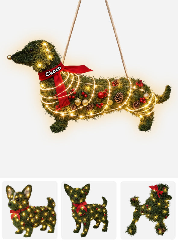 Dachshund Dog Wreath - Personalized Dog LED Light Acrylic Sign
