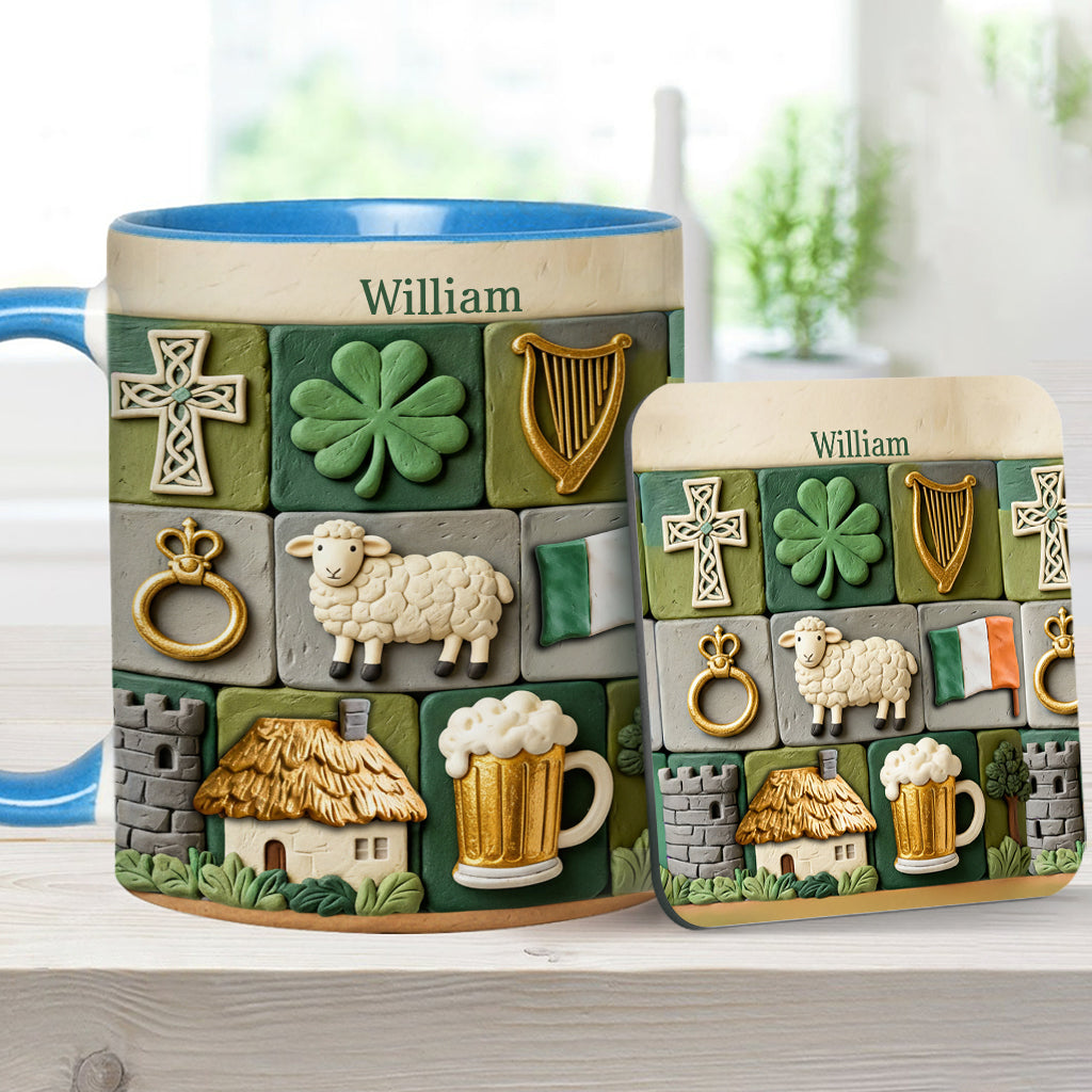 Héritage irlandais - Mug et sous-verre personnalisés avec accent irlandais