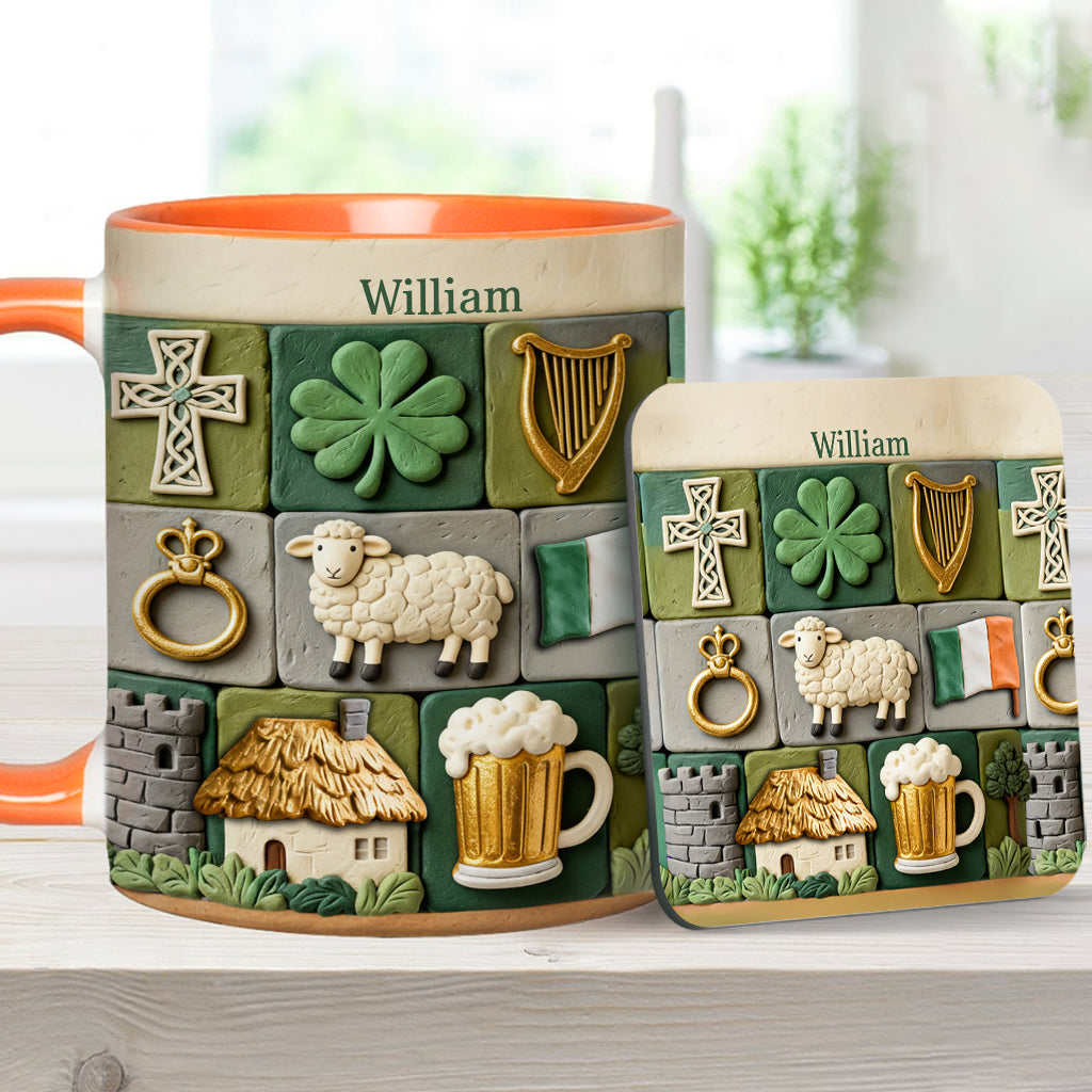 Héritage irlandais - Mug et sous-verre personnalisés avec accent irlandais