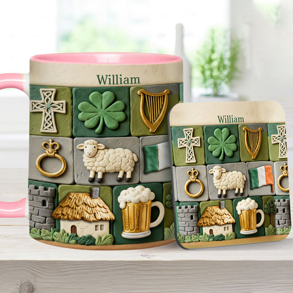 Héritage irlandais - Mug et sous-verre personnalisés avec accent irlandais