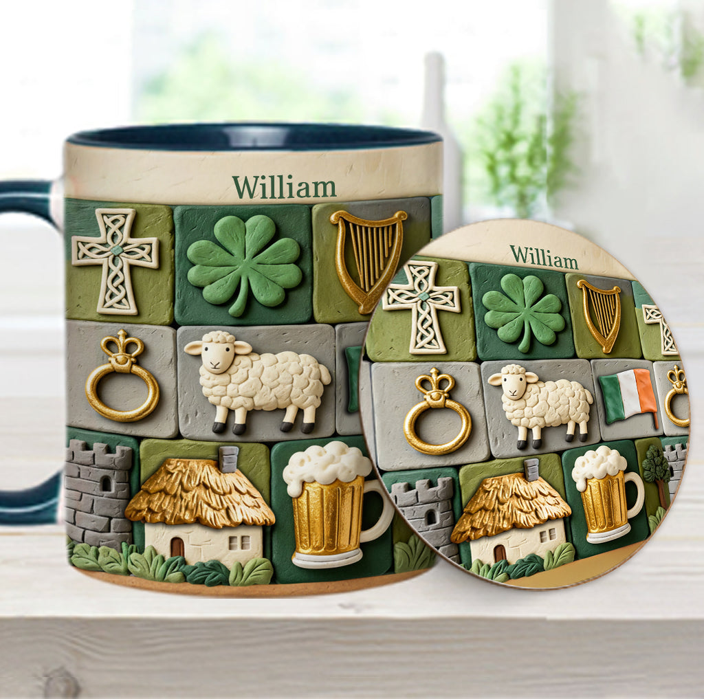 Héritage irlandais - Mug et sous-verre personnalisés avec accent irlandais