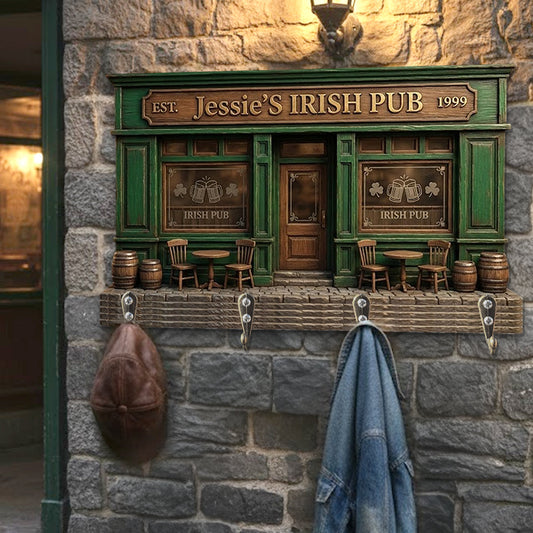 Pub irlandais - Porte-manteau personnalisé de forme irlandaise