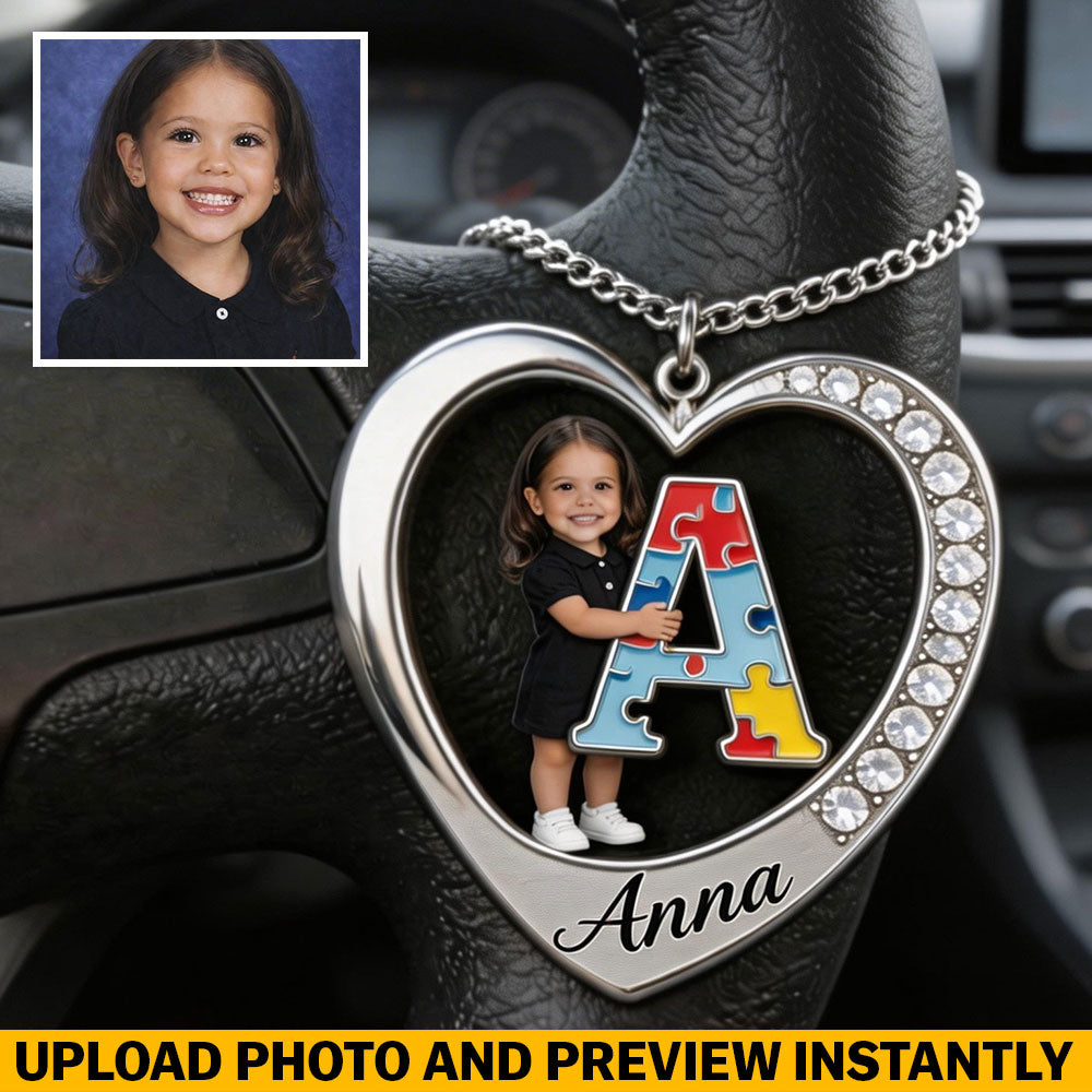Custom From Any Photo, Car Interior Decoration, Steering Wheel Rosary Charm - Personalized Autism Awareness Bracelet With Charms