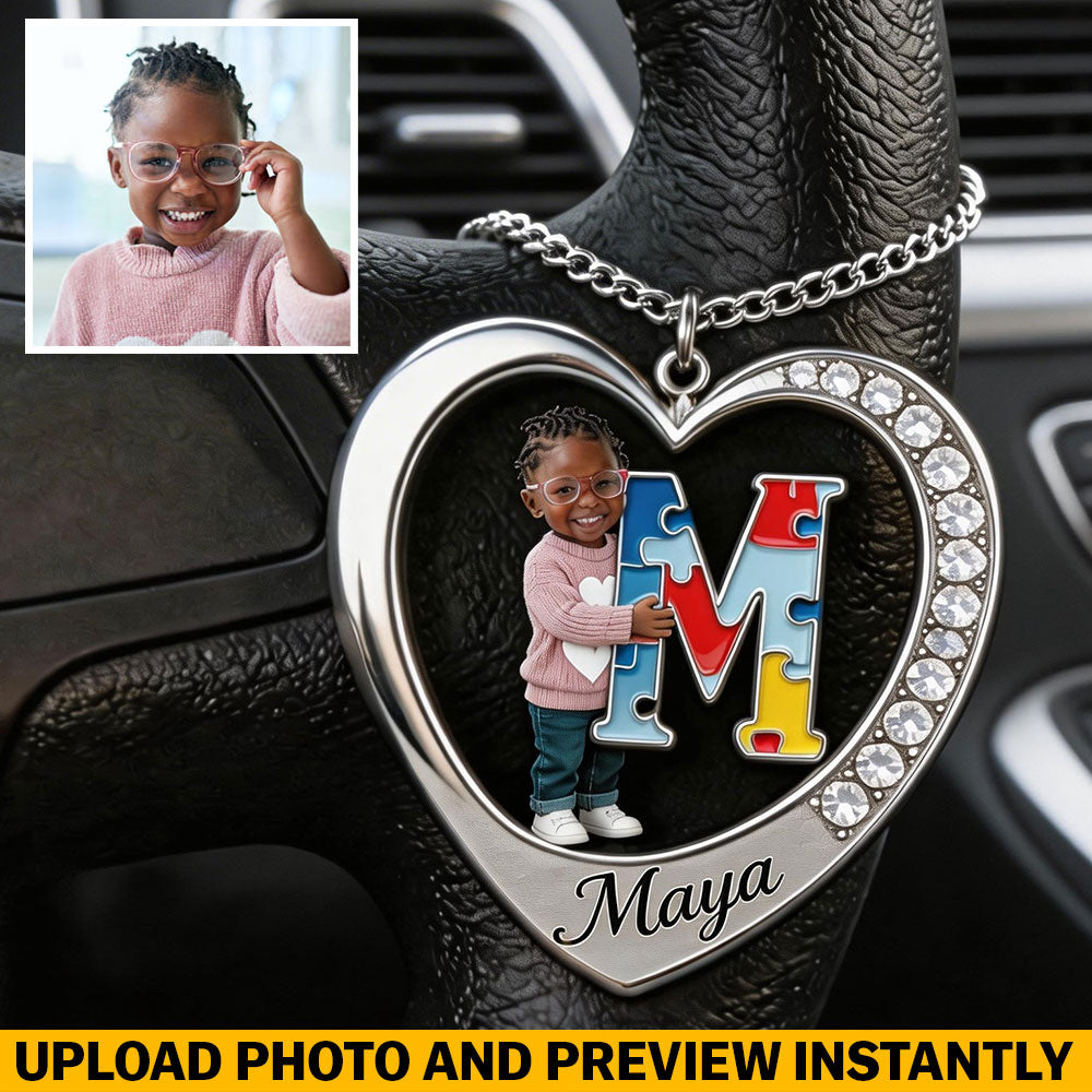 Custom From Any Photo, Car Interior Decoration, Steering Wheel Rosary Charm - Personalized Autism Awareness Bracelet With Charms