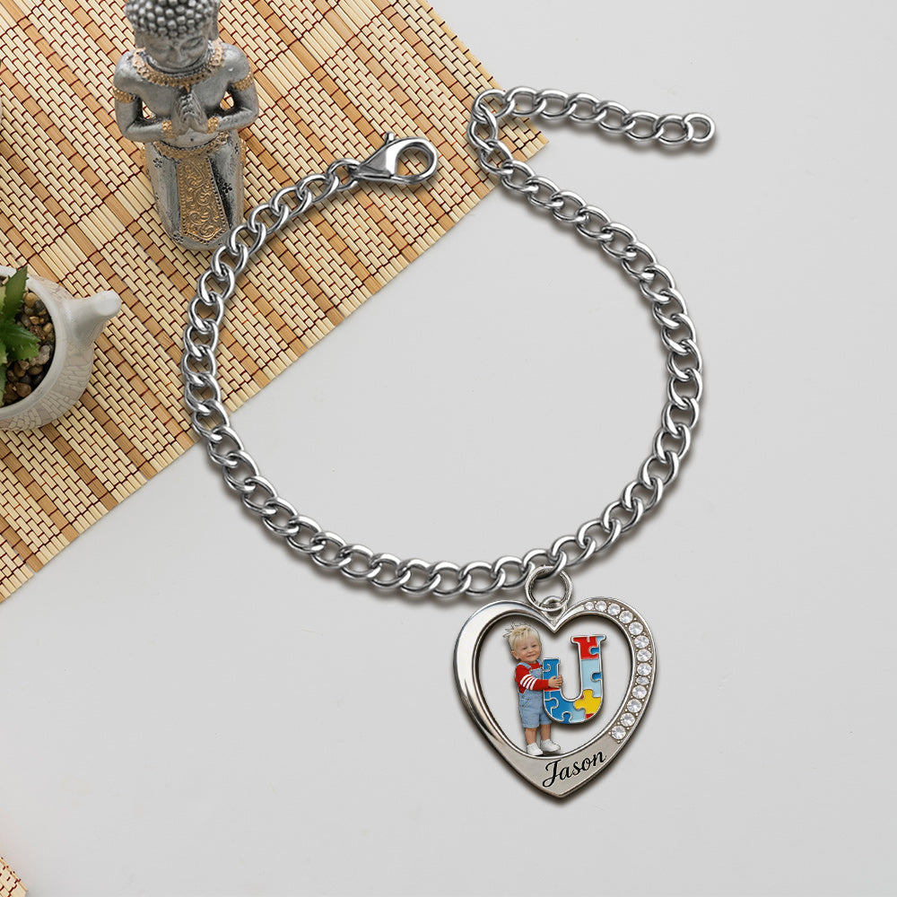 Custom From Any Photo, Car Interior Decoration, Steering Wheel Rosary Charm - Personalized Autism Awareness Bracelet With Charms