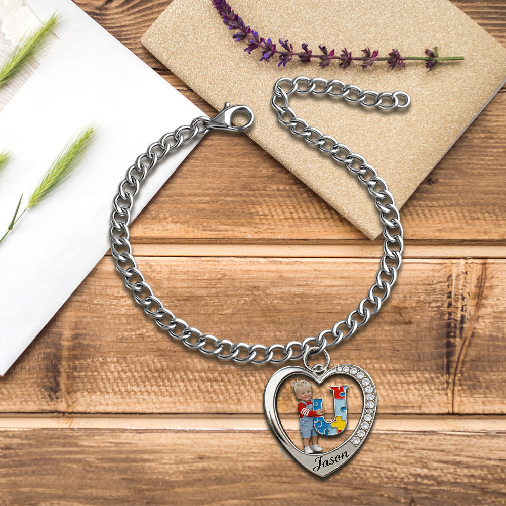 Custom From Any Photo, Car Interior Decoration, Steering Wheel Rosary Charm - Personalized Autism Awareness Bracelet With Charms