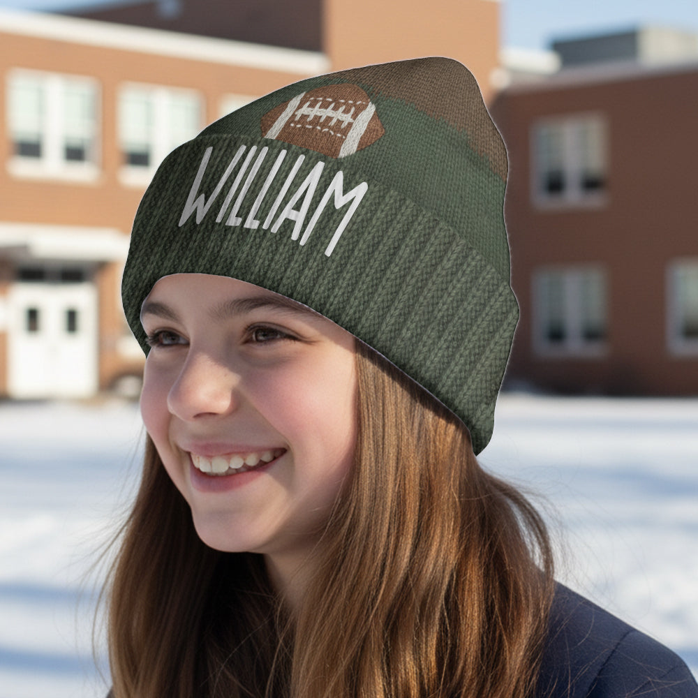 Touchdown Style - Personalized Football Beanie Hat