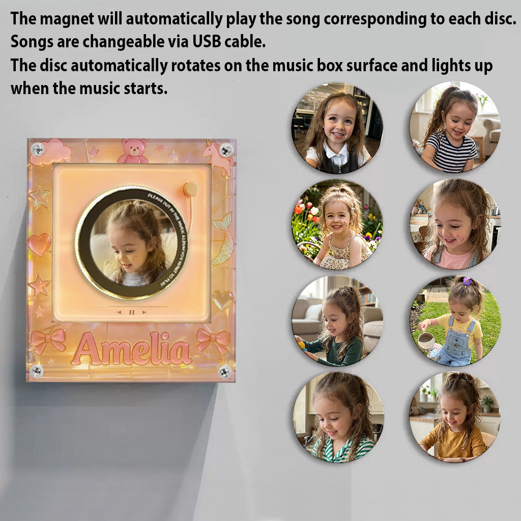 Night Story Telling For Kids - Personalized Kid Rotating Music Magnet With Light