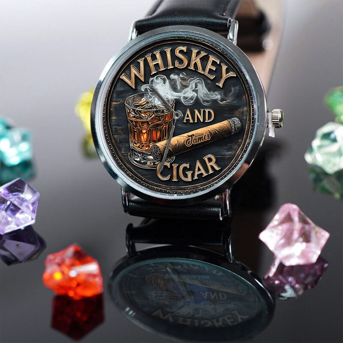 Whiskey And Cigar - Personalized Whisky Hand Watch