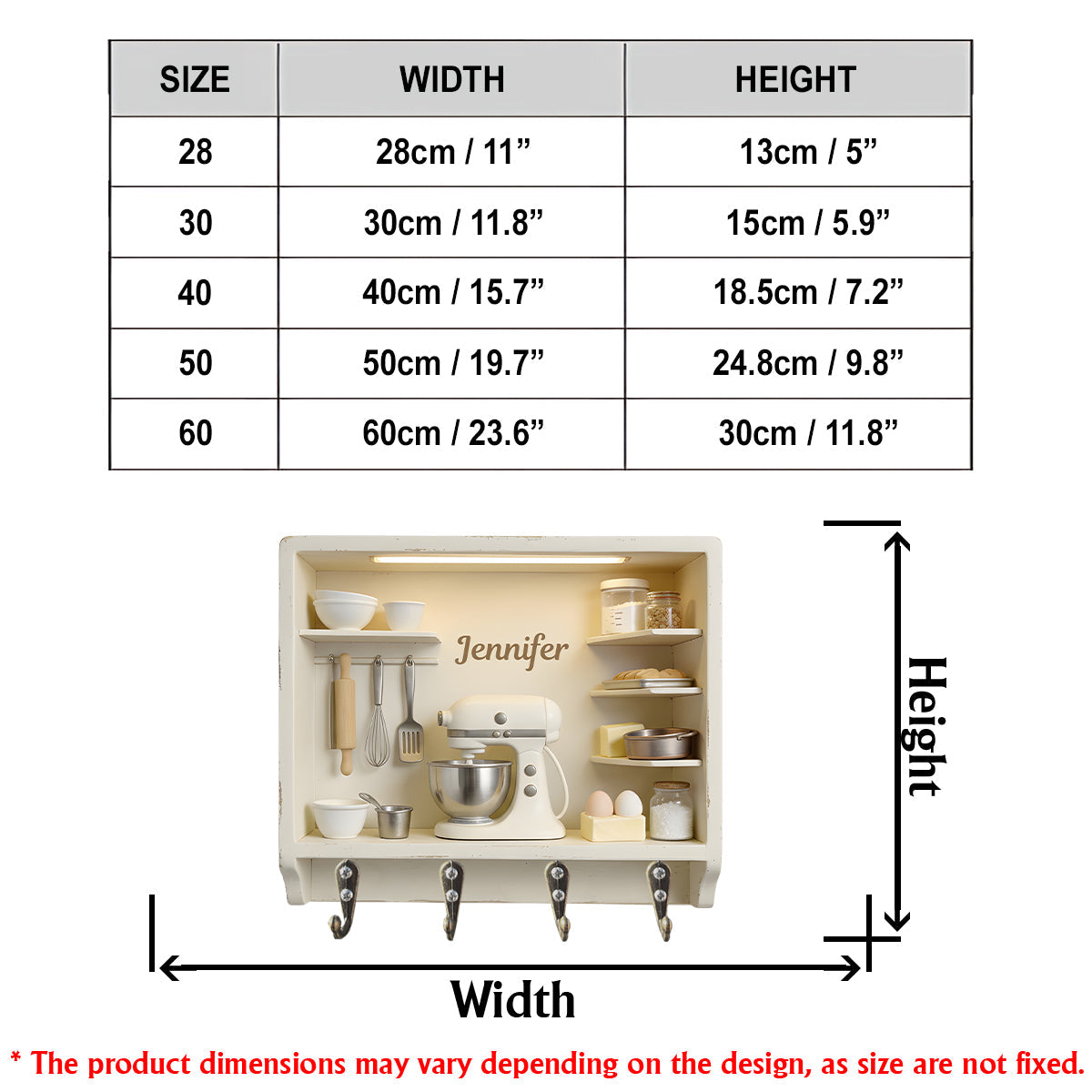 Love Baking – Personalisiertes, individuell geformtes Hängeregal für Backwaren