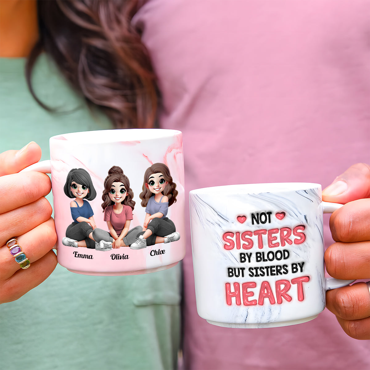 Sister By Heart - Personalized Bestie Marble Mug