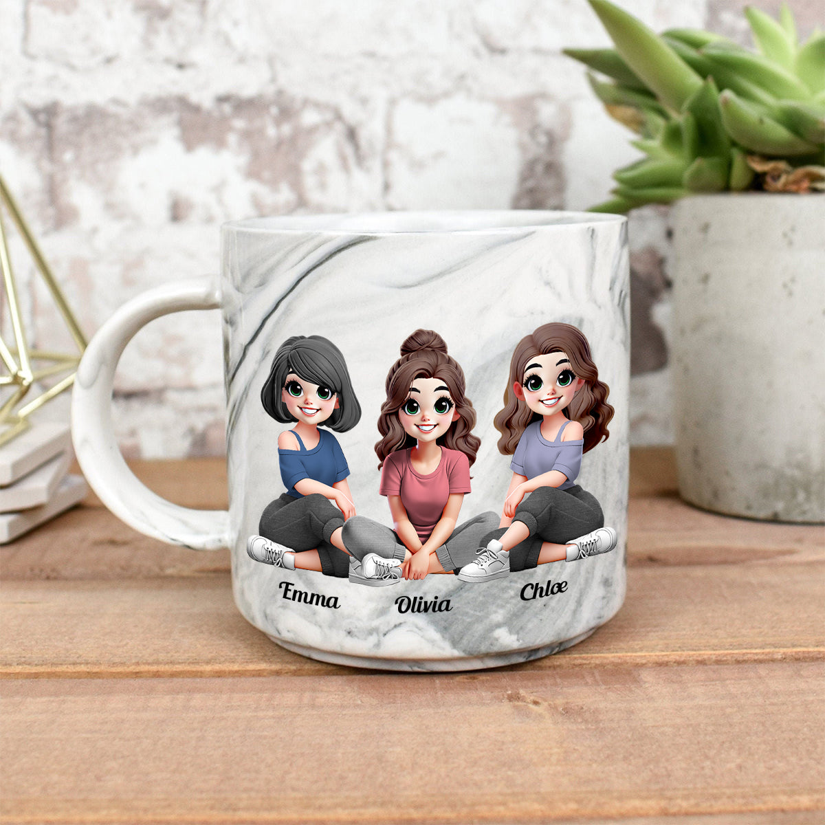Sister By Heart - Personalized Bestie Marble Mug