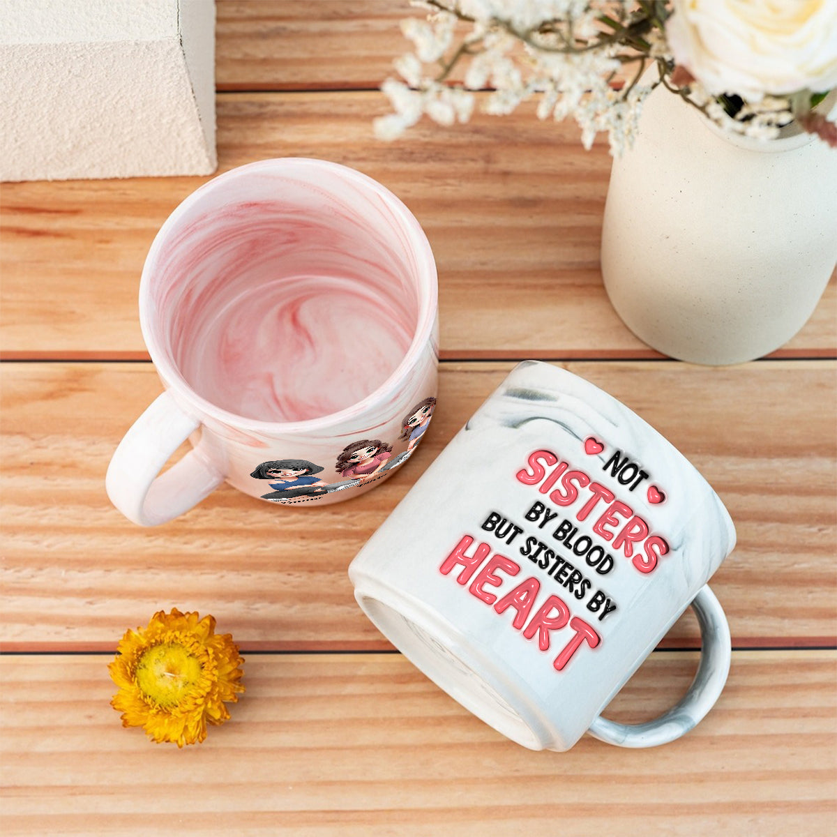 Sister By Heart - Personalized Bestie Marble Mug