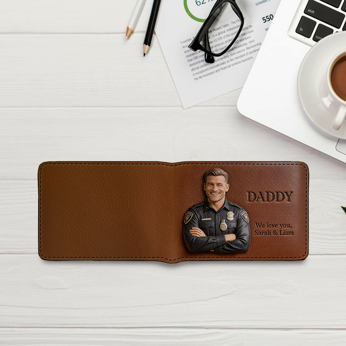 Custom Any Photo - Personalized Police Officer Leather Wallet