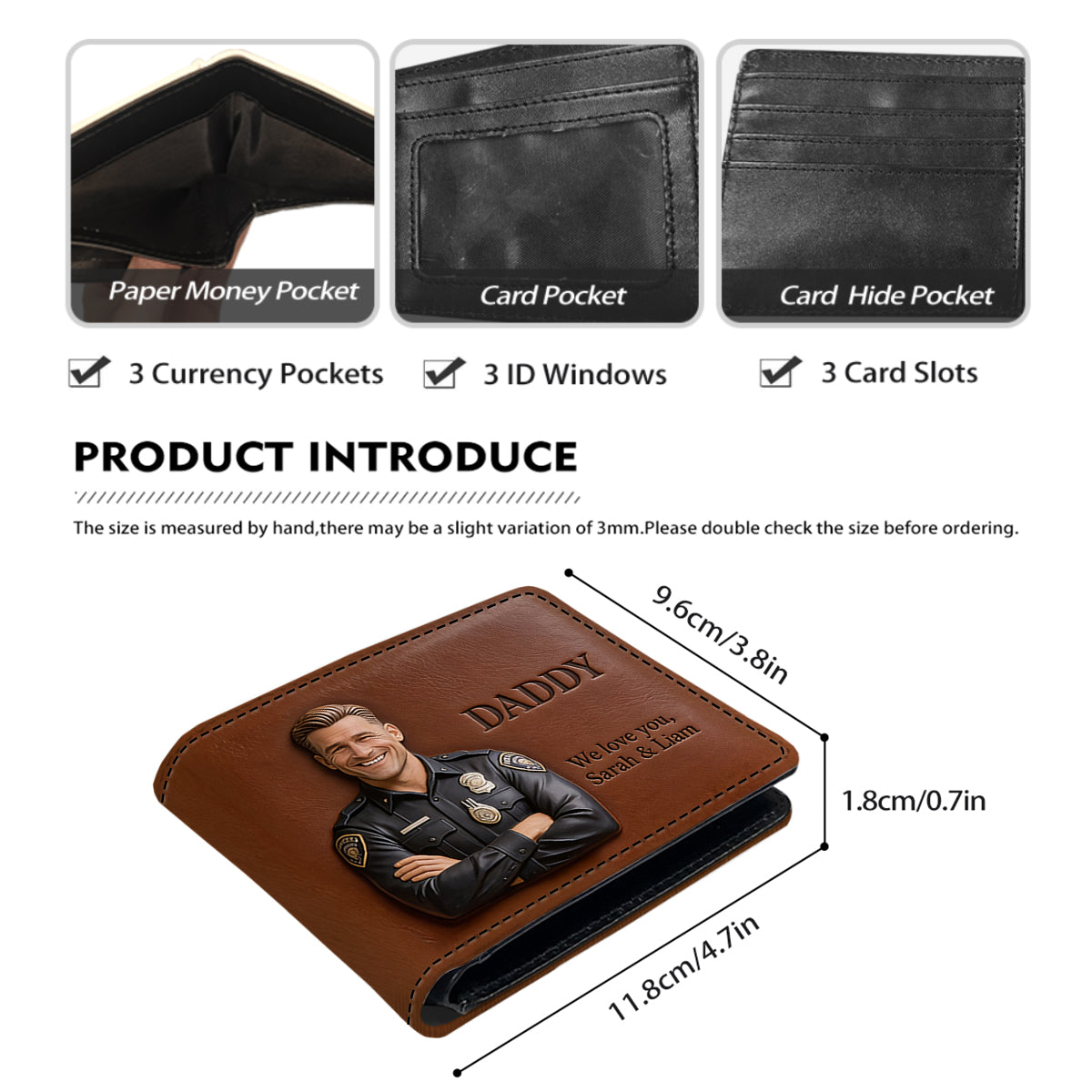 Custom Any Photo - Personalized Police Officer Leather Wallet