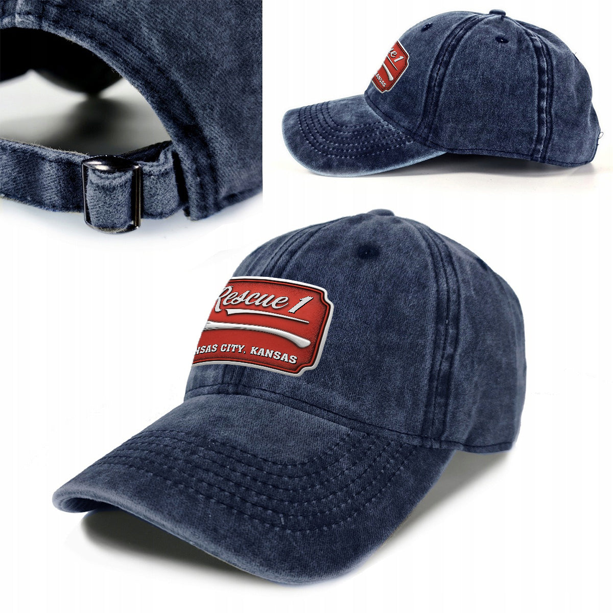 Due Fire Department Hat - Personalized Firefighter Washed Denim Cap