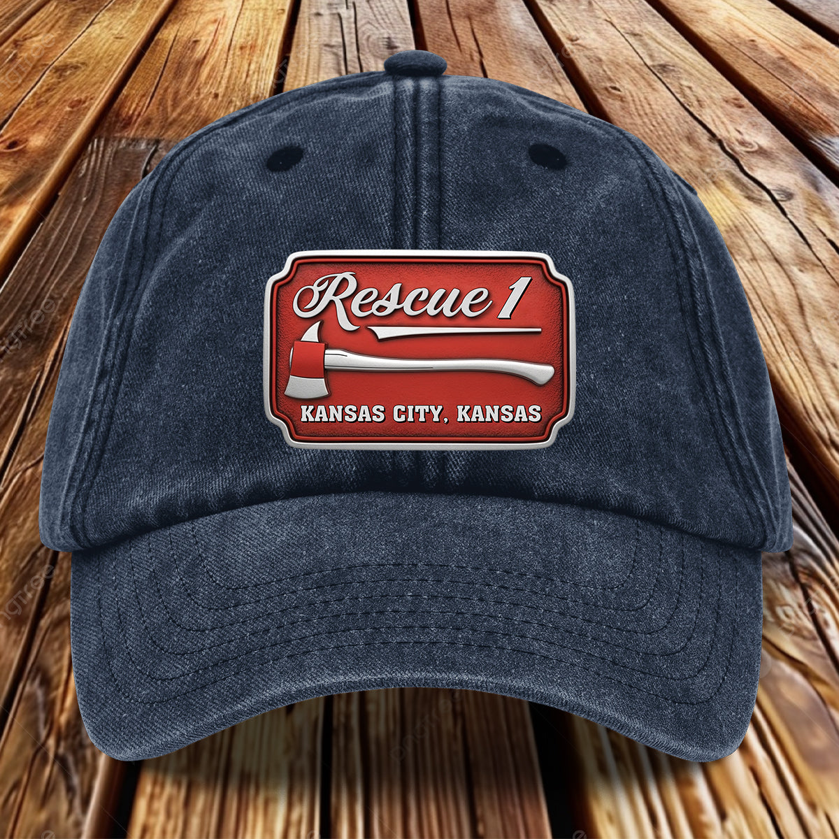 Due Fire Department Hat - Personalized Firefighter Washed Denim Cap