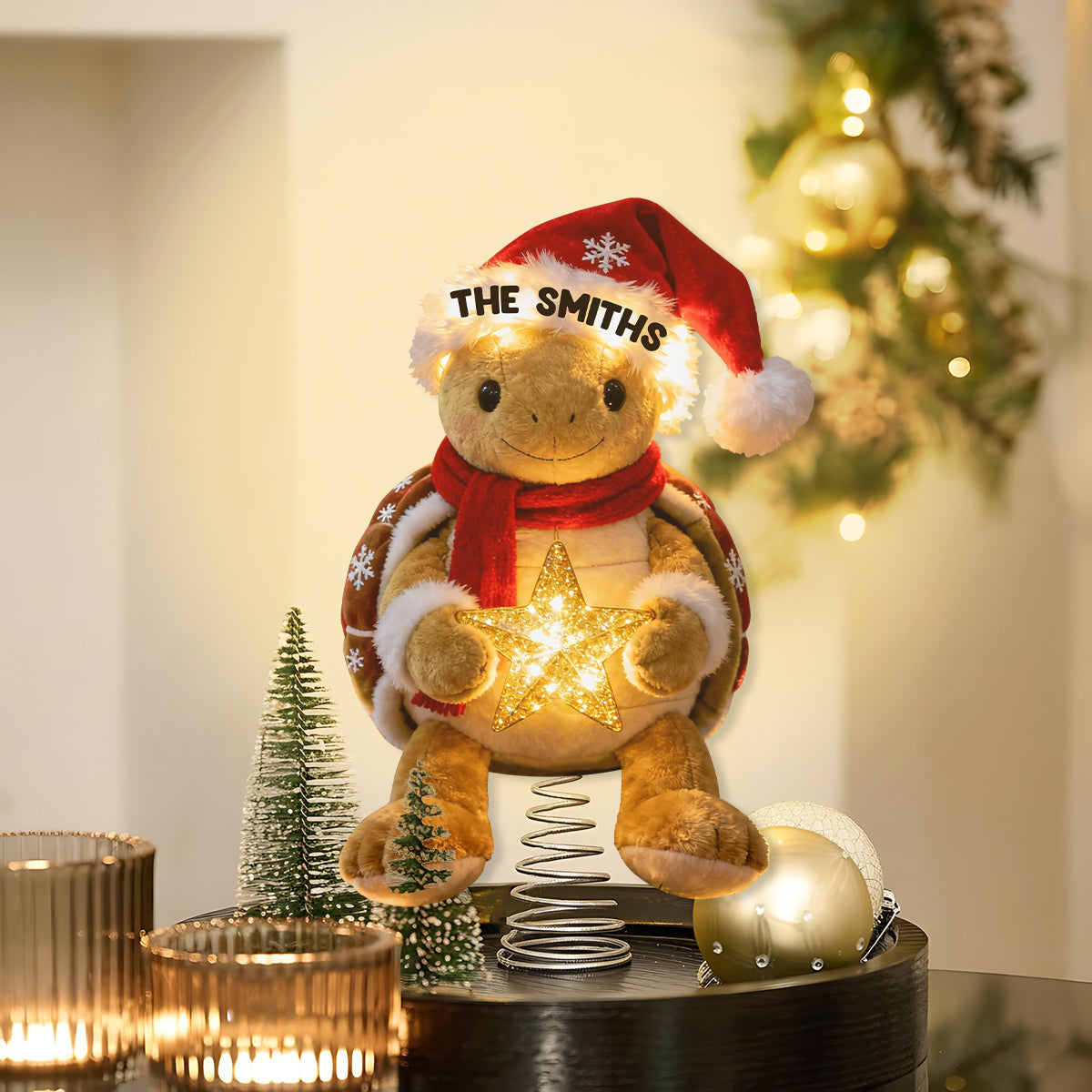 Merry Christmas - Personalized Turtle LED Light Tree Topper