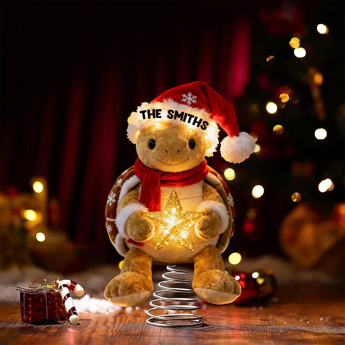 Merry Christmas - Personalized Turtle LED Light Tree Topper