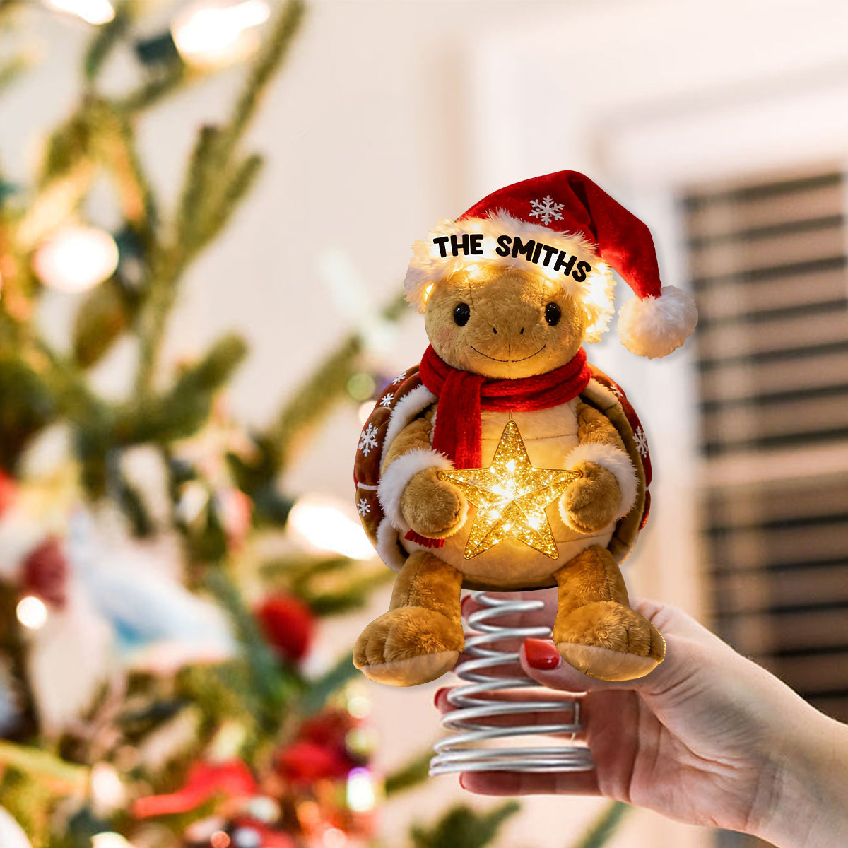 Merry Christmas - Personalized Turtle LED Light Tree Topper