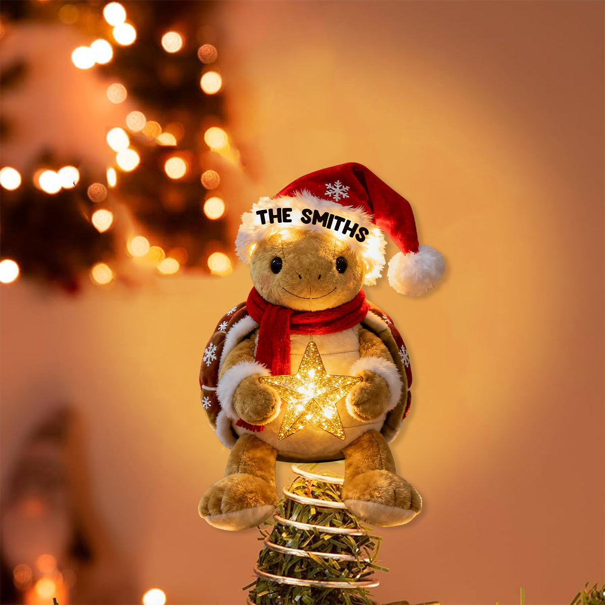 Merry Christmas - Personalized Turtle LED Light Tree Topper