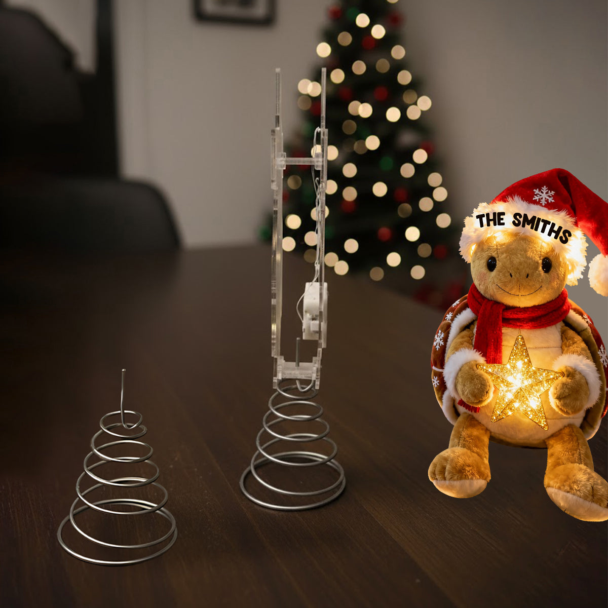 Merry Christmas - Personalized Turtle LED Light Tree Topper