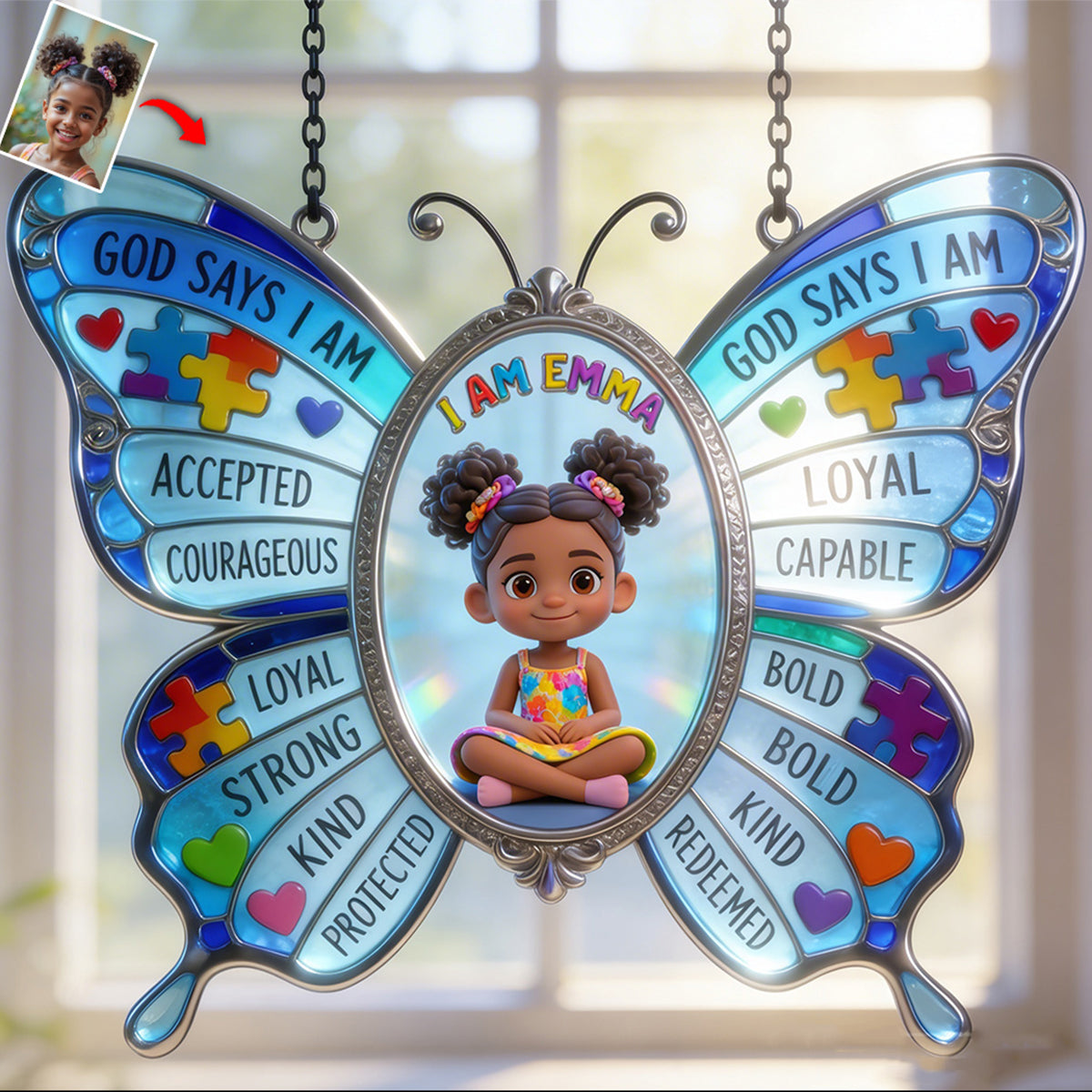 God Says You Are, Autism Awareness - Personalized Autism Awareness Window Hanging Suncatcher Ornament