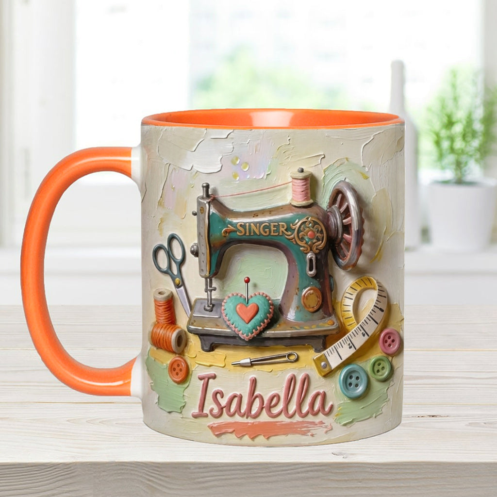 Ein Mädchen, das Nähen liebt - Personalisierte Näh-Tasse & Untersetzer