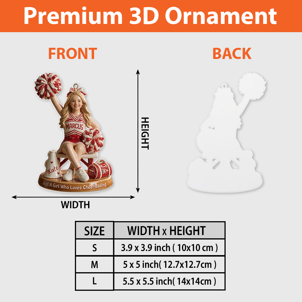 Ein Mädchen, das Cheerleading liebt - Personalisierte Cheerleading Premium 3D Ornament