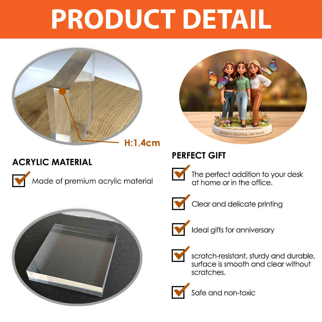 Perfect Gift For Sisters - Personalized Sister Custom Shaped Acrylic Plaque