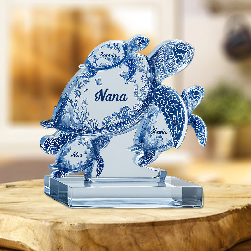 Turtle Gift For Grandma Mom - Personalized Mother Custom Shaped Acrylic Plaque