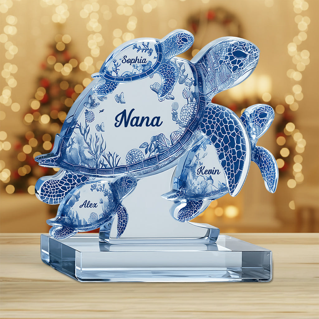 Turtle Gift For Grandma Mom - Personalized Mother Custom Shaped Acrylic Plaque