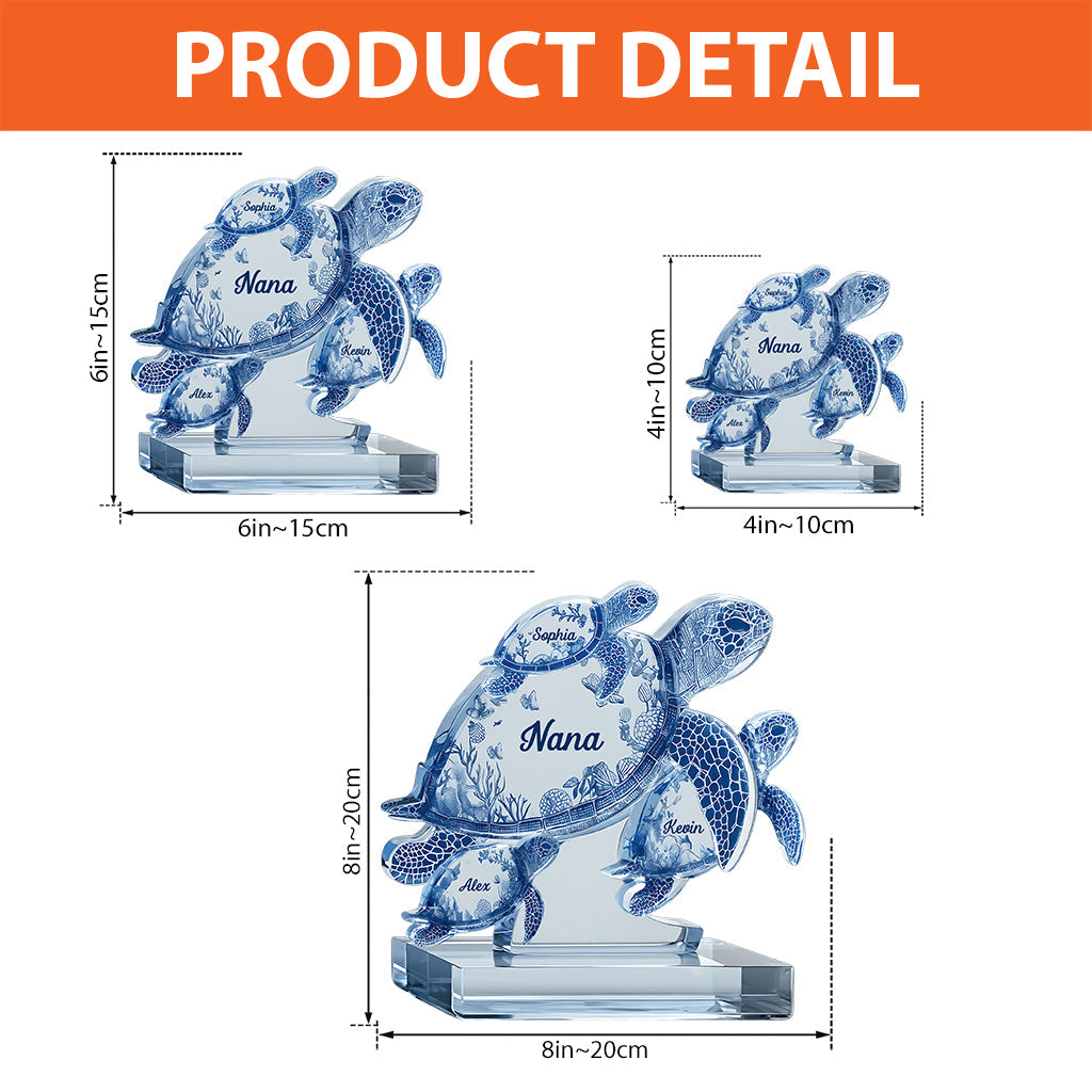 Turtle Gift For Grandma Mom - Personalized Mother Custom Shaped Acrylic Plaque