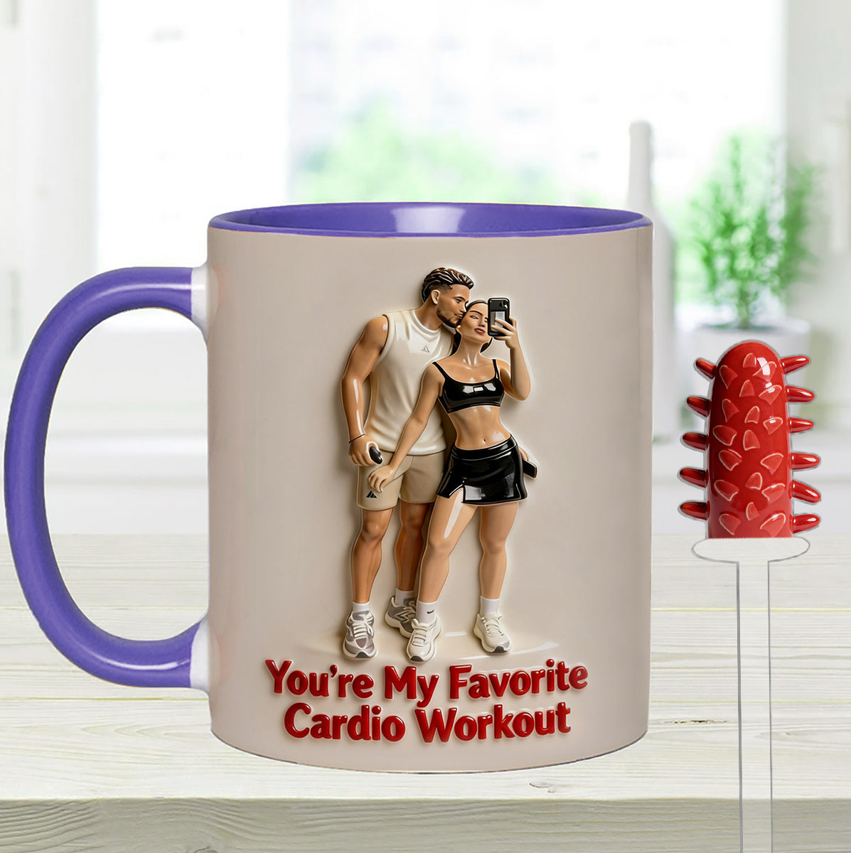 Custom From Any Photo - Personalized Spicy Couple Set Accent Mug with Acrylic Stirrers