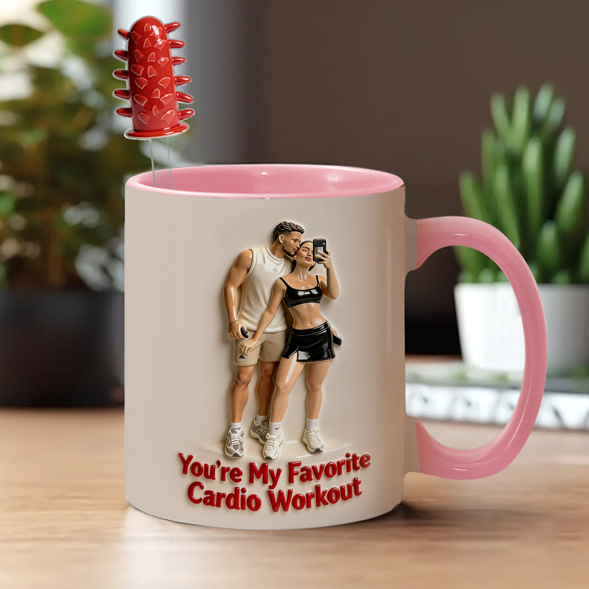 Custom From Any Photo - Personalized Spicy Couple Set Accent Mug with Acrylic Stirrers